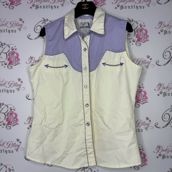 retro western wear Tops - Retro western wear vest snap buttons purple ranch farm horse cowgirl purple luxe